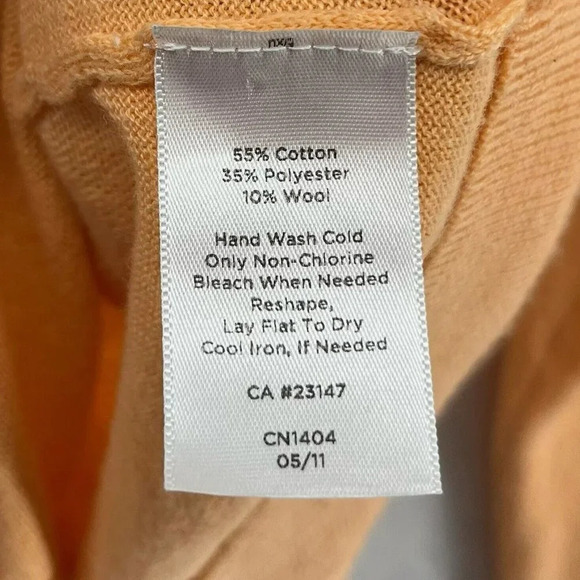 Talbots Cardigan Womens Sz M Orange Sweater Ruffle V Neck Wool Blended Button Up - Picture 11 of 12